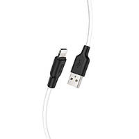 Кабель HOCO X21 Plus USB to iP 2.4A, 2m, silicone, silicone connectors, Black+White