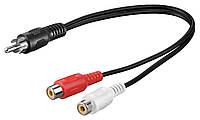 Перехідник аудіо Goobay RCA 1x2 M F 0.2m AWG29 D2x2.5mm ромашка чорний (75.03.3647) PS, код: 7453766