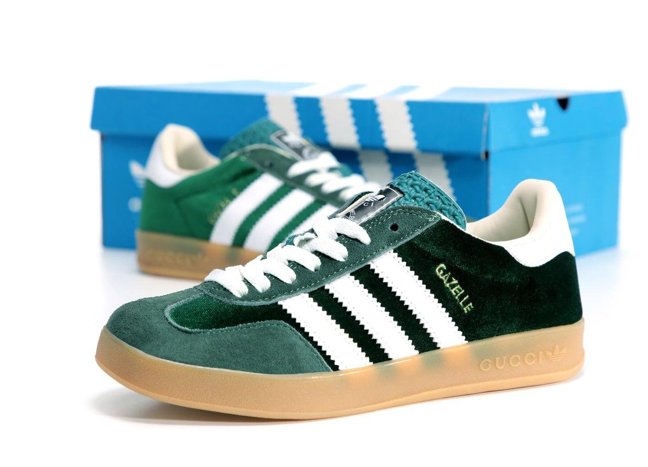 Жіночі зелені Кросівки Gucci x Adidas Gazelle