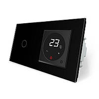 Сенсорний вимикач 1 сенсор Терморегулятор із зовнішнім датчиком температури для теплої підлоги Livolo чорне