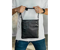 Мужская кожаная сумка, вместительная для документов из натуральной кожи, качественная черная сумка через плечо
