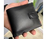 Мужской кошелек из натуральной кожи, черный бумажник, качественный мужской на магните
