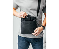 Мужская барсетка, черная сумка через плечо из натуральной кожи, классический мессенджер