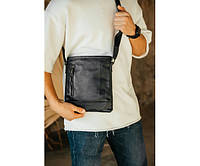 Мужская барсетка, черная сумка через плечо из натуральной кожи, классический качественный мессенджер