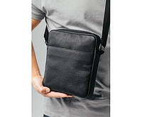 Мужская каркасная барсетка, черная сумка через плечо из натуральной кожи, классический мессенджер