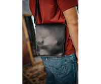 Мужская барсетка с клапаном, черная сумка через плечо из натуральной кожи, классический мессенджер