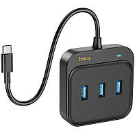 Переходник HUB Hoco HB35 Easy link 4-in-1 Gigabit Ethernet Adapter (USB to USB3.0*3+RJ45) (L=0.2M) TOS