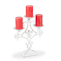 Трехрожковый чугунный подсвечник в стиле барокко для блочных или чайных свечей, 28,5 x 23 x 7,5 см