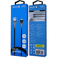 Заряднее устройство адаптер для мобильного телефона Cable USB to Lightning 2.4A (1m) Veron SL08 Silicon