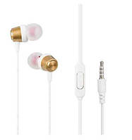 Наушники Bluetooth-гарнитура Наушники Economic Piston White/Gold with mic + button call answering