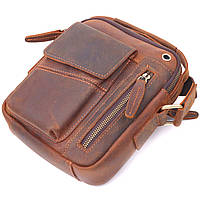 Винтажная мужская сумка из натуральной кожи 21293 Vintage Коричневая Отличное качество