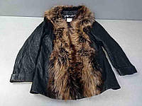 Б/У Куртка жіноча шкіряна Fur Olive з хутром лисиці