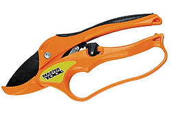 Секатор садовий MASTERTOOL з храповим механізмом 200 мм, лезо Mn65+тефлон ковадло (14-6112) артикул 4656055