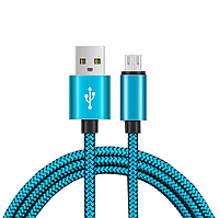 Кабель роз'єм USB Cable Economic Plexus MicroUSB Black/Blue