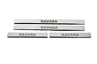 Накладки на пороги (4 шт, нерж) для Nissan Navara 2006-2015 годов от RT