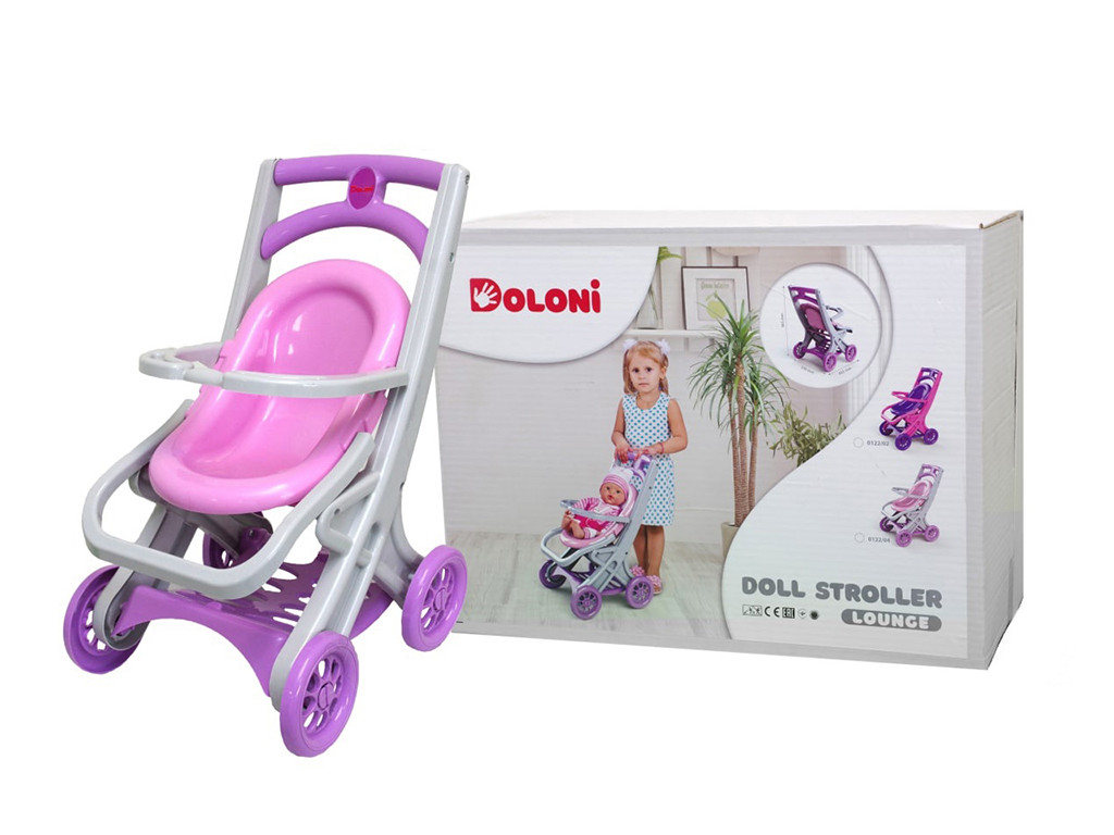 Коляска прогулянкова DOLONI TOYS для ляльок з шезлонгом Сіро-рожева (0122/04)