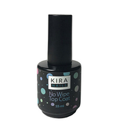 Kira Nails No Wipe Top Coat - топ, финишное покрытие, закрепитель гель лака без липкого слоя, 15 мл
