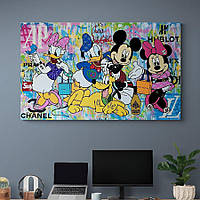 Картина на холсте Микки Маус и Дональд Дак HolstPrint RK0953 размер 50 x 100 см