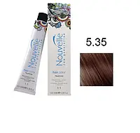 Краска для волос Nouvelle Hair Color 5.35 светло-золотистый коричневый красного дерева 100 мл original