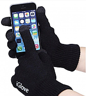Перчатки iGlove для сенсорных экранов Black одноразмерные полнопалые акриловые теплые на зиму k/kn