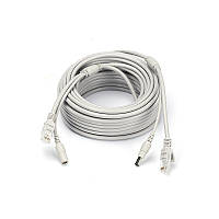 Патчкорд комбінований по кручений парі RJ-45 + DC 40m, сірий, Q25 l