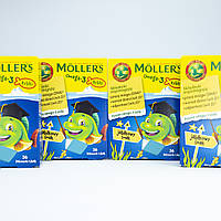 Детский рыбий жир MOLLERS Моллерс Omega-3 рыбки со вкусом яблока 36 шт Норвегия