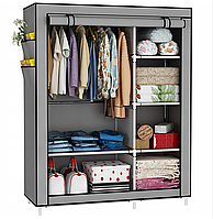 Складной тканевый шкаф-органайзер на 2 секции для одежды и обуви Storage Wardrobe 68110 Серый k/kn