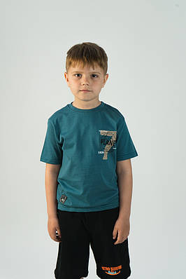 Дитяча футболка бірюзова No 1132 ( р.5-8)