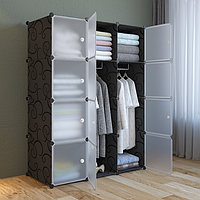 Пластиковый шкаф-органайзер для одежды на 12 секции Storage Cube Cabinet «МР 312-62» Черный k/kn