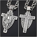 Товста чоловіча срібна цепочка бісмарк і освячений кулон Архангел Михаїл на хресті. Довжина 55 см, фото 7