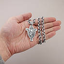 Товста чоловіча срібна цепочка бісмарк і освячений кулон Архангел Михаїл на хресті. Довжина 55 см, фото 3