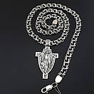 Товста чоловіча срібна цепочка бісмарк і освячений кулон Архангел Михаїл на хресті. Довжина 55 см, фото 10