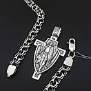 Товста чоловіча срібна цепочка бісмарк і освячений кулон Архангел Михаїл на хресті. Довжина 55 см, фото 9