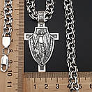 Товста чоловіча срібна цепочка бісмарк і освячений кулон Архангел Михаїл на хресті. Довжина 55 см, фото 5