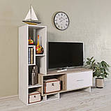 Велика підлогова тумба під телевізор з ящиками у вітальню, ТВ тумба з ЛДСП з широким шухлядою, фото 7