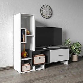 Велика підлогова тумба під телевізор з ящиками у вітальню, ТВ тумба з ЛДСП з широким шухлядою