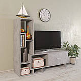 Велика підлогова тумба під телевізор з ящиками у вітальню, ТВ тумба з ЛДСП з широким шухлядою, фото 6