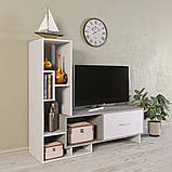 Велика підлогова тумба під телевізор з ящиками у вітальню, ТВ тумба з ЛДСП з широким шухлядою, фото 4