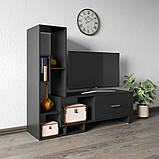 Велика підлогова тумба під телевізор з ящиками у вітальню, ТВ тумба з ЛДСП з широким шухлядою, фото 3