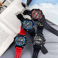 Часы тактические с ГАРАНТИЕЙ, черные, красный ремешок, электронные Skmei 1283 Black-Blue-Red Wristband