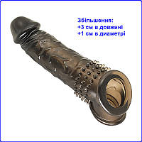 Насадка на член 20 см. Насадка для збільшення пеніса на 3 см. Насадка, що збільшує, з вусиками зовні і всередині