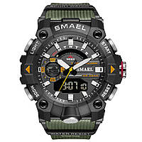 Smael 8040 Army Green, часы, тактические, стильные, прочные, мужские, военные, на каждый день