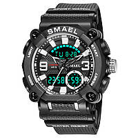 Smael 8052 Black-White, часы, черные, спортивные, тактические, на каждый день, электронные