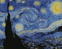 Алмазна мозаїка Ідейка Зоряна ніч. Вінсент Ван Гог (AMO7007) 40 х 50 см (На підрамнику)