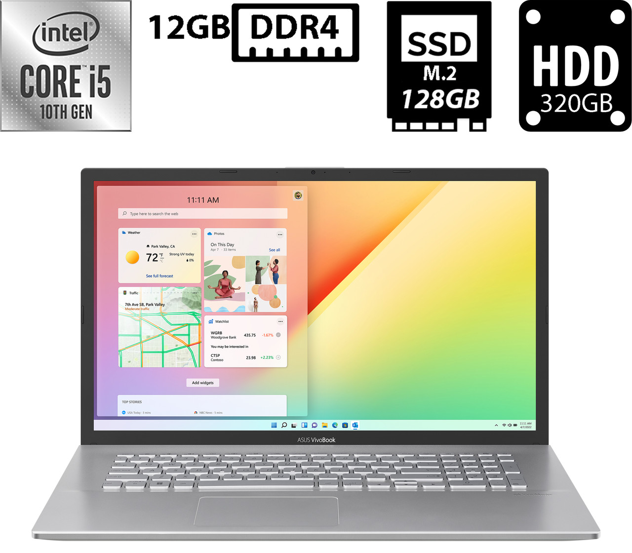 Ноутбук Asus VivoBook 17 X712J/17.3"TN(1600x900)/Intel Core i5-1035G1 1.00GHz/12GB DDR4/SSD 128GB+HDD 320GB/Intel UHD Graphics