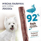 Ласощі для собак з чутливим травленням КЛУБ 4 ЛАПИ М'ясна паличка лосось 12г, фото 5