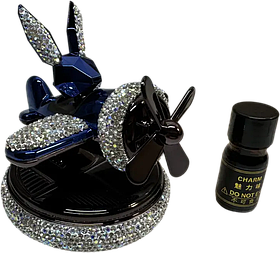 Автомобильный ароматизатор синий глянцевый Зайчик с раздувом на солнечной панели