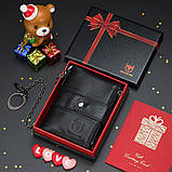 Чоловічий гаманець із натуральної шкіри. Шкіряний гаманець чоловічий портмоне зі шкіри Чорний, фото 2