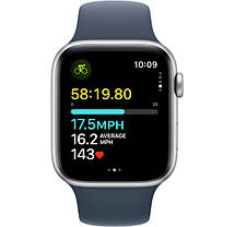 Apple Watch SE 2 GPS 44mm Silver Aluminium with Storm Blue Sport Band M/L MREE3 UA, фото 4