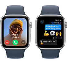 Apple Watch SE 2 GPS 44mm Silver Aluminium with Storm Blue Sport Band M/L MREE3 UA, фото 5